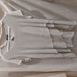 Heathered Cream Chaha Vente Scoop Neck Layers Asymmetric Layered Hem Size Large